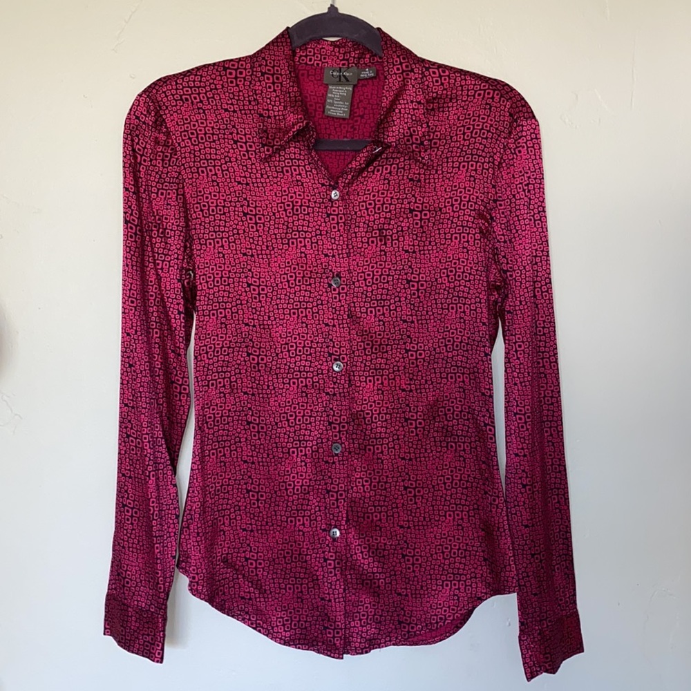 Calvin Klein fitted button up silk shirt